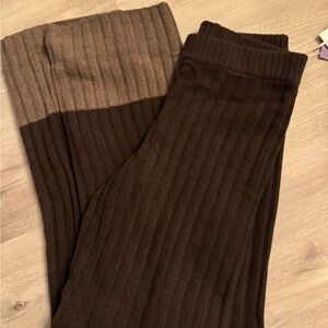 Brown Ribbed Knit Pants - NWT